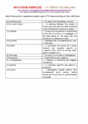 English Worksheet: TV NEWS Vocabulary