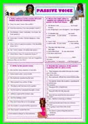 English Worksheet: PASSIVE VOICE (B&W version & Key)