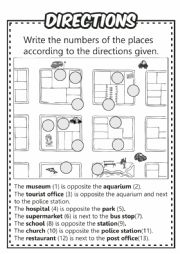 English Worksheet: Directions (Next to & Opposite)