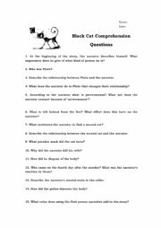 English Worksheet: Black Cat Comprehension Questions 