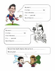 English Worksheet: FIFA World Cup - Messi and Neymar- personal info