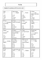 English Worksheet: TO BE