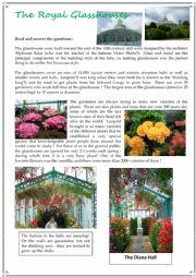 English Worksheet: The Royal Glasshouses at Laeken Reading for intermediate + KEY