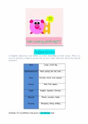 English Worksheet: Adjectivesorder