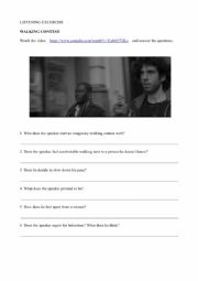 English Worksheet: walking contest LISTENING EXERCISE