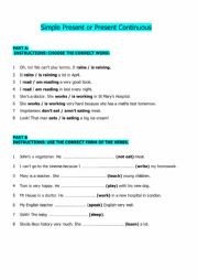 English Worksheet: S. Present - Present Cont.