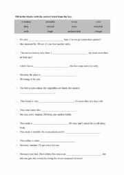 English Worksheet: Restaurant vicabulary exercises