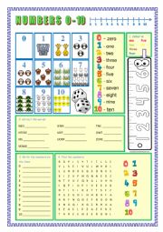 English Worksheet: Numbers 0 - 10