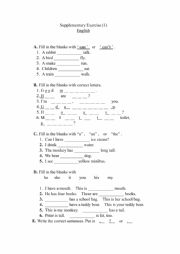 English Worksheet: english work sheets for grammar