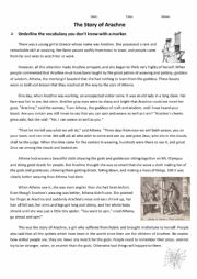 English Worksheet: The Story of Arachne