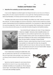 English Worksheet: Greek Mythology - Pandora