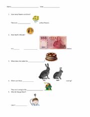 English Worksheet: Simple fill in the blank worksheet with picture hints