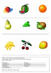 English Worksheet: Fruit and colour match