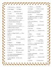 English Worksheet: comparative and superlative