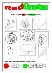 English Worksheet: Green and Red