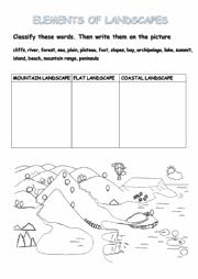 English Worksheet: elements of landscape