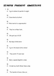 English Worksheet: PRESENT SIMPLE QUESTIONS