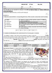 English Worksheet: TEST- A WORLD OF MANY CULTURES/MULTICULTURAL SOCIETY/IMMIGRATION