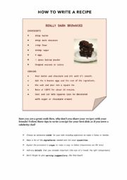 English Worksheet: How to write a recipe