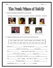 English Worksheet: The Fresh Prince of Bel-Air (listening and grammar)