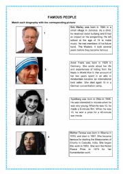 English Worksheet: FAMOUS PEOPLE - affirmative and negative sentences