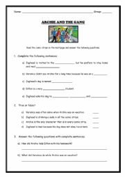 English Worksheet: Comic strips - Archie and the gang