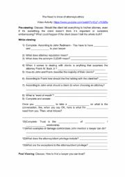 English Worksheet: Legal English - Attorneys ethics