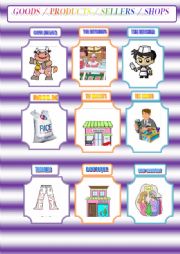 GOODS / PRODUCTS / SELLERS / SHOPS - PICTIONARY and WORKSHEET