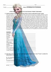English Worksheet: Interrogative pronouns through the song Let it go from the Disney movie Frozen