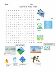 English Worksheet: Severe Weather Word Search