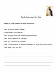 English Worksheet: How to Lose a Guy in 10 Days