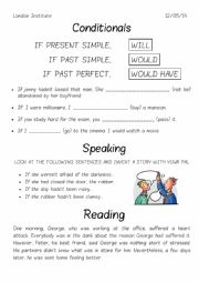 English Worksheet: conditionals + paraphrasing + open cloze