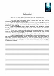 English Worksheet: The Fourth Kind