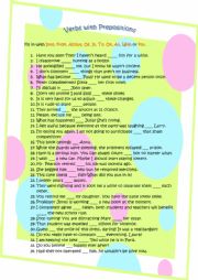 English Worksheet: Verbs with Prepositions