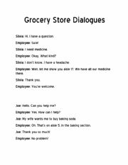 English Worksheet: Grocery Store Dialogues