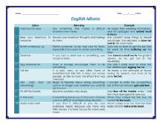 English Worksheet: Idioms