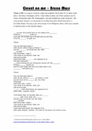 English Worksheet: Count on me - Bruno Mars (First Conditional)