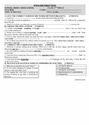 English Worksheet: QUIZ FOR BAC STUDENTS TICKET2ENGLISH