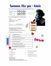 English Worksheet: Someone Like You - Adele