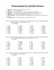 English Worksheet: Pronunciation by Syllable Division