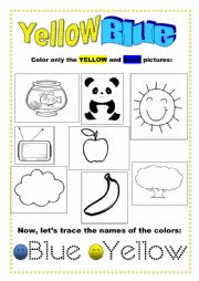 English Worksheet: Colors Yellow and Blue