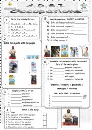 English Worksheet: SYSTEMS ENGINEERING OCCUPATIONS