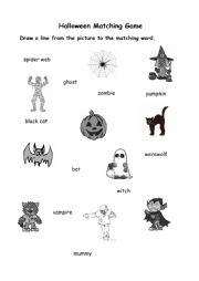 English Worksheet: Halloween matching game