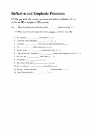 English Worksheet: Reflexive and Emphatic Pronouns 