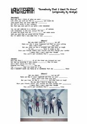 English Worksheet: Somebody that I used to know (listening)