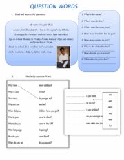 English Worksheet: Question words