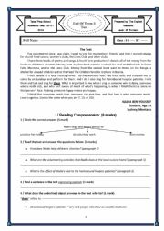 English Worksheet: Comprehensive Test