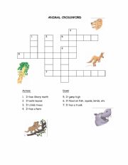 English Worksheet: Animal crosword