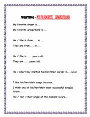 English Worksheet: My favourite singer-writing tips