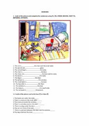 English Worksheet: Exercise in, on, under